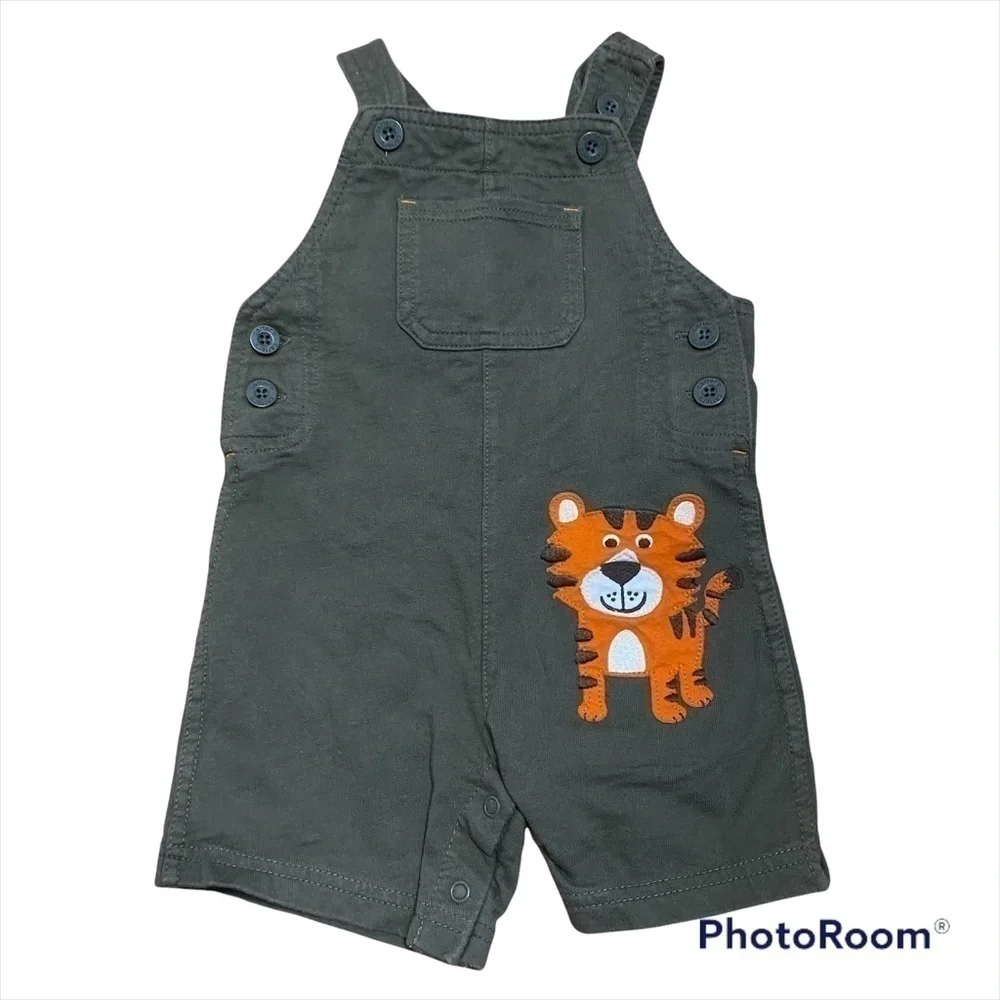 Carter’s Overall Shorts Tiger Print 18 mos Brown Gray
